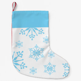 Weihnachts-Strumpf mit Blauen Schneeflocken. Kleiner Weihnachtsstrumpf