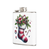 Weihnachts-Strumpf mit Geschenken und Süßspeisen Flachmann (Links)