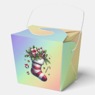 Weihnachts-Strumpf mit Geschenken und Süßspeisen Geschenkschachtel