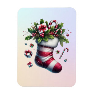 Weihnachts-Strumpf mit Geschenken und Süßspeisen Magnet