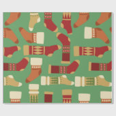 Weihnachts-Strumpf mit grünem Hintergrund Geschenkpapier (Flach)