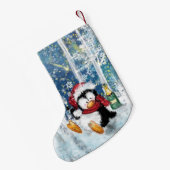 Weihnachts-Strumpf mit Happy Penguin Kleiner Weihnachtsstrumpf (Rückseite (Hängend))