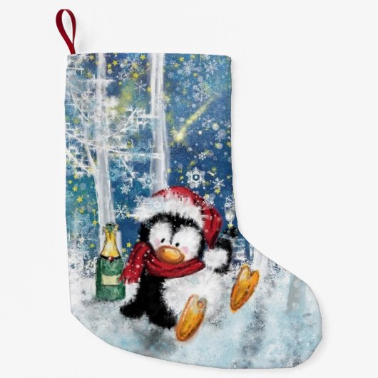 Weihnachts-Strumpf mit Happy Penguin Kleiner Weihnachtsstrumpf (Vorderseite)