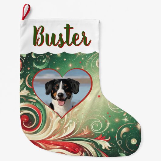 Weihnachts-Strumpf mit jedem Foto, Person oder Hau Großer Weihnachtsstrumpf (Vorderseite)