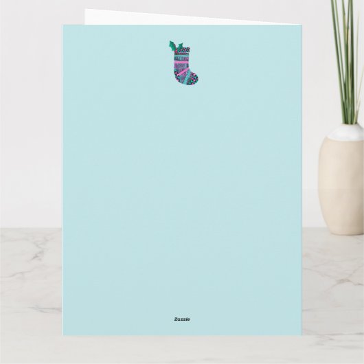 Weihnachts-Strumpf mit Monogram-Abstraktem Muster Karte (Rückseite)