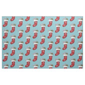Weihnachts-Strumpf mit Süßigkeiten auf blau Stoff (Fat Quarter (45,7 x 55,9 cm))