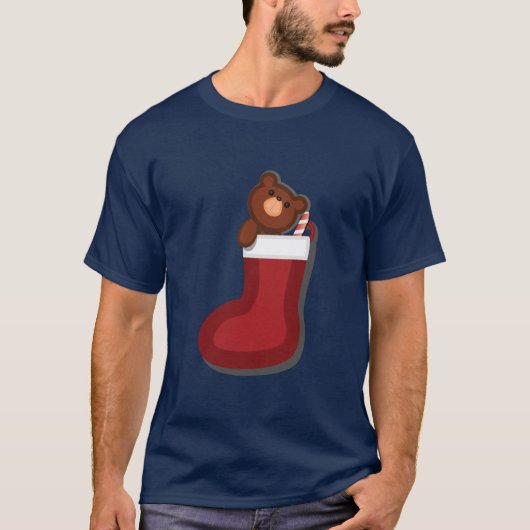 Weihnachts-Strumpf mit Teddy Bear T-Shirt (Vorderseite)