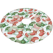 Weihnachts-Strumpf-Muster Polyester Weihnachtsbaumdecke (Schrägansicht)