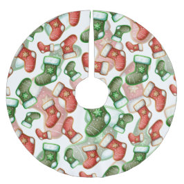 Weihnachts-Strumpf-Muster Polyester Weihnachtsbaumdecke