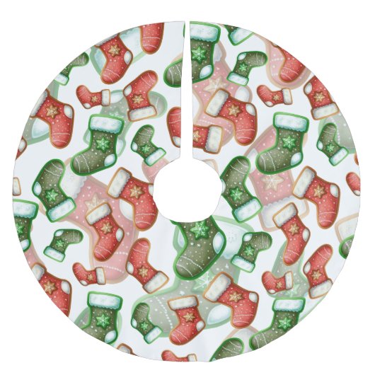 Weihnachts-Strumpf-Muster Polyester Weihnachtsbaumdecke (Vorderseite)