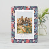 Weihnachts-Strumpf-Muster Weihnachtsfotokarte Einladung (Stehend Vorderseite)