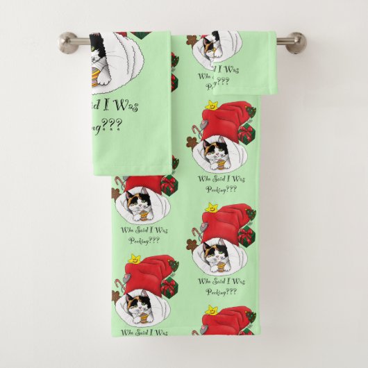 Weihnachts-Strumpf Niedlich Calico Kitten Badhandtuch Set (Insitu)