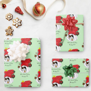 Weihnachts-Strumpf Niedlich Calico Kitten Geschenkpapier Set
