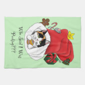 Weihnachts-Strumpf Niedlich Calico Kitten Geschirrtuch (Horizontal)