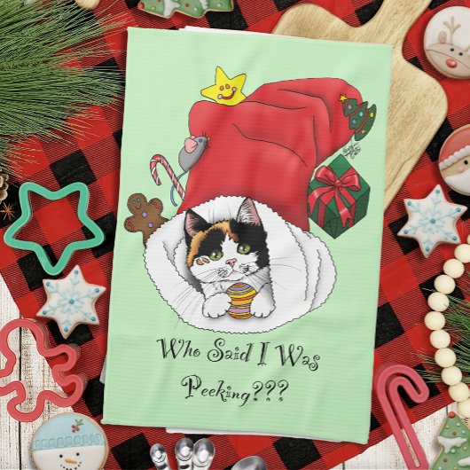 Weihnachts-Strumpf Niedlich Calico Kitten Geschirrtuch