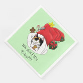 Weihnachts-Strumpf Niedlich Calico Kitten Serviette (Ecke)