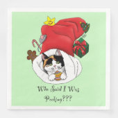 Weihnachts-Strumpf Niedlich Calico Kitten Serviette (Vorderseite)