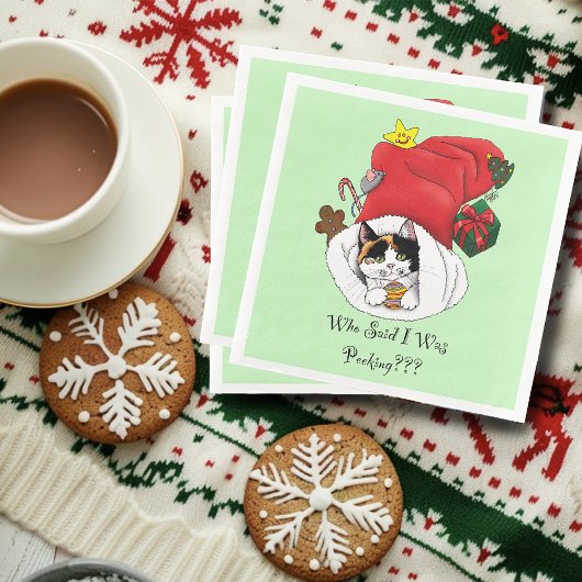 Weihnachts-Strumpf Niedlich Calico Kitten Serviette