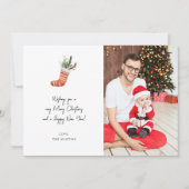 Weihnachts-Strumpf Note Foto Verti Weihnachtskarte (Vorderseite)