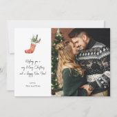 Weihnachts-Strumpf Note Foto Weihnachtskarte (Vorderseite)