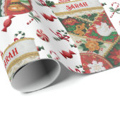 Weihnachts-Strumpf personalisieren Kindernamensges Geschenkpapier (Rolleneckpunkt)