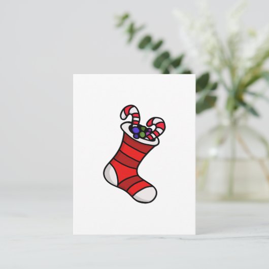 Weihnachts-Strumpf Postkarte (Stehend Vorderseite)