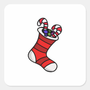 Weihnachts-Strumpf Quadratischer Aufkleber