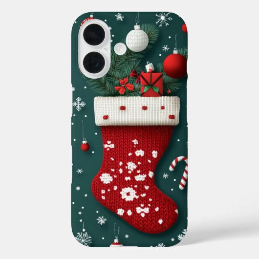 Weihnachts-Strumpf Rot Grün Case-Mate iPhone Hülle (Rückseite)