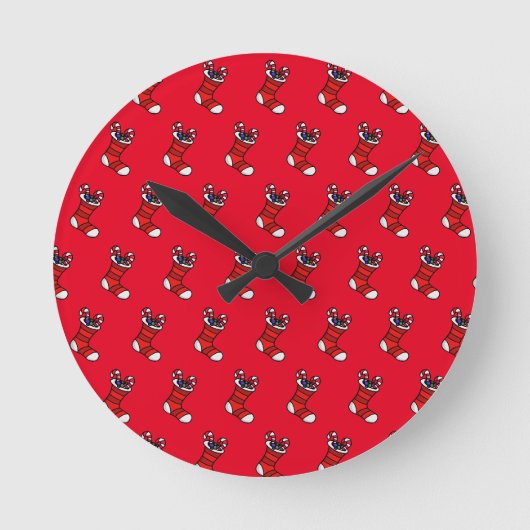 Weihnachts-Strumpf Runde Wanduhr (Vorderseite)