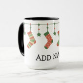 Weihnachts-Strumpf Saison Winterurlaub Name hinzuf Tasse (Vorderseite Links)
