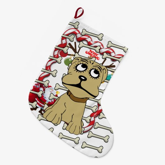 Weihnachts-Strumpf, Santa Dog Knochen Paws Großer Weihnachtsstrumpf (Vorderansicht (hängend))