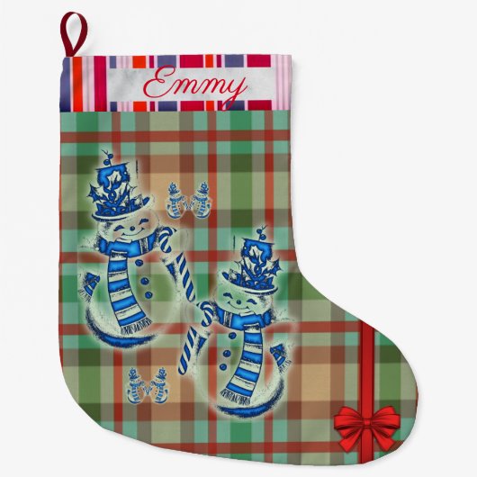 Weihnachts-Strumpf, Snowman Red Pepper Yellow Larg Großer Weihnachtsstrumpf (Vorderseite)