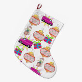 Weihnachts-Strumpf, Spielzeugglocken rosa Auto Großer Weihnachtsstrumpf (Vorderansicht (hängend))