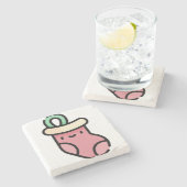 Weihnachts-Strumpf Steinuntersetzer (Seitenansicht)