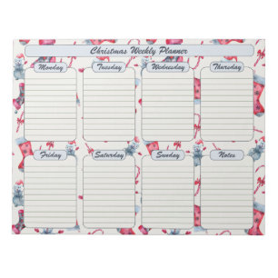 Weihnachts-Strumpf und Candy Canes Weekly Planner Notizblock