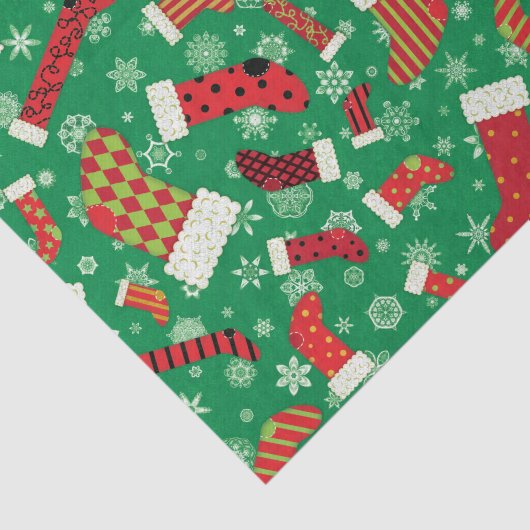 Weihnachts-Strumpf und Schneeflocken-Muster Seidenpapier (Ausschnitt)