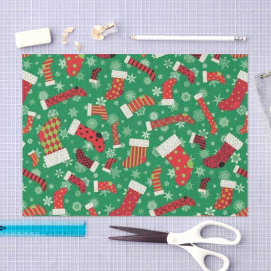 Weihnachts-Strumpf und Schneeflocken-Muster Seidenpapier (Handwerk)