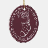 Weihnachts-Strumpf Weihnachten Urlaub wünscht Burg Keramik Ornament (Rechts)