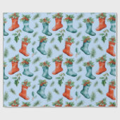 Weihnachts-Strumpf WinterBerge Weihnachten Geschenkpapier (Flach)