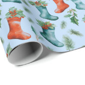 Weihnachts-Strumpf WinterBerge Weihnachten Geschenkpapier (Rolleneckpunkt)