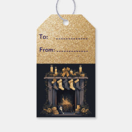 Weihnachts-Strümpfe am Kamin Geschenkanhänger