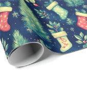 Weihnachts-Strümpfe Bäume Berries Weihnachten Geschenkpapier (Rolleneckpunkt)