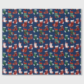 Weihnachts-Strümpfe Blau Geschenkpapier (Flach)