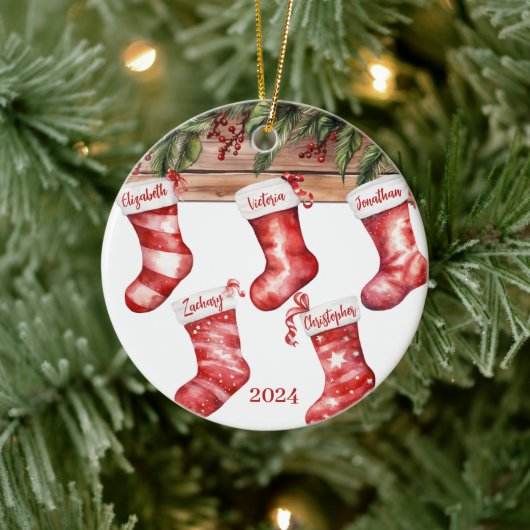 Weihnachts-Strümpfe Foto Keramik Ornament (Baum)