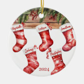 Weihnachts-Strümpfe Foto Keramik Ornament (Vorne)