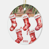 Weihnachts-Strümpfe Foto Keramik Ornament (Links)