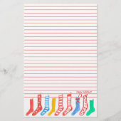 Weihnachts-Strümpfe Happy Holidays Red Lined Briefpapier (Vorderseite)