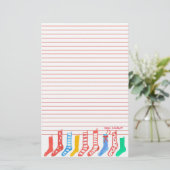 Weihnachts-Strümpfe Happy Holidays Red Lined Briefpapier (Stehend Vorderseite)