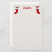 Weihnachts-Strümpfe mit Gnomen-Süßspeisen Briefpapier (Vorne/Hinten)