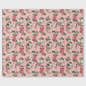 Weihnachts-Strümpfe mit schwarzen und weißen Kätzc Geschenkpapier (Flach)